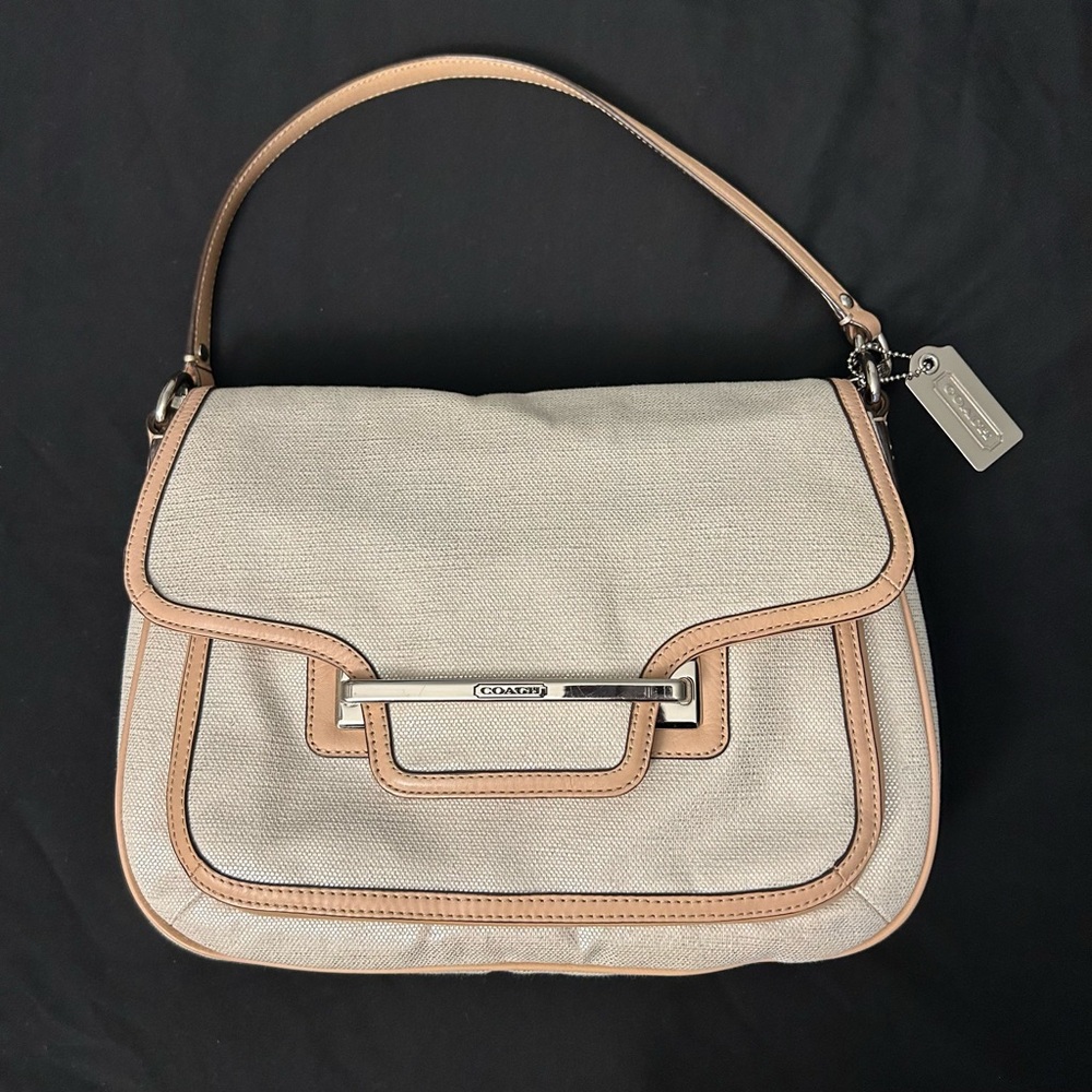 Coach Beige and Light Brown Shoulder Bag